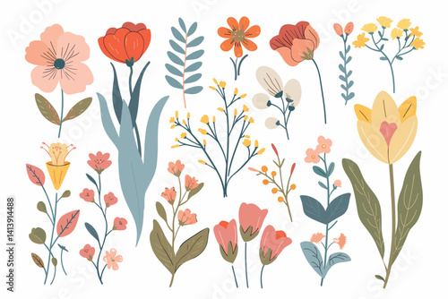 Wallpaper Mural Whimsical Garden Flower Doodles Torontodigital.ca