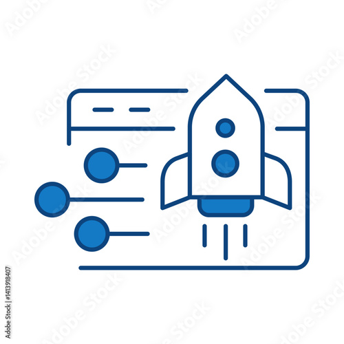 Tech Startup Blue Line Icon. Startup, Success, Growth Editable Stroke Vector Illustration
