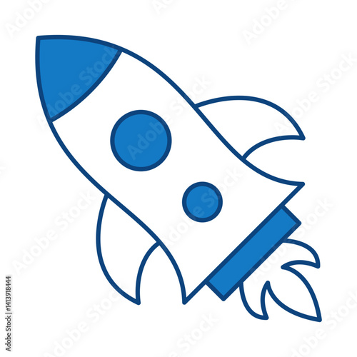 Launch Blue Line Icon. Startup, Success, Growth Editable Stroke Vector Illustration