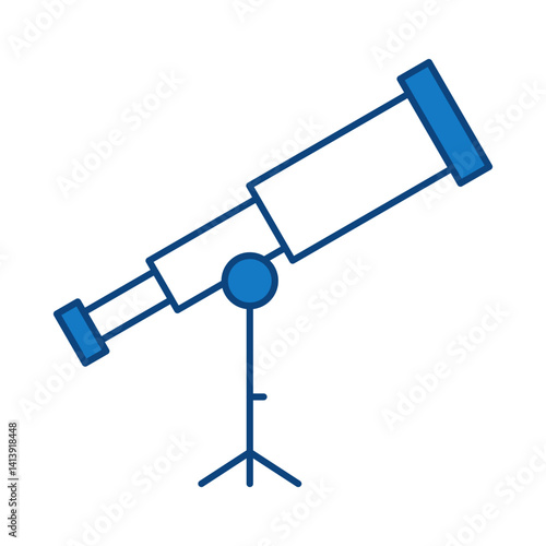 Telescope Blue Line Icon. Startup, Success, Growth Editable Stroke Vector Illustration
