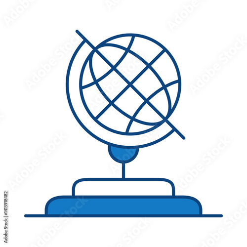 Globe Blue Line Icon. Startup, Success, Growth Editable Stroke Vector Illustration