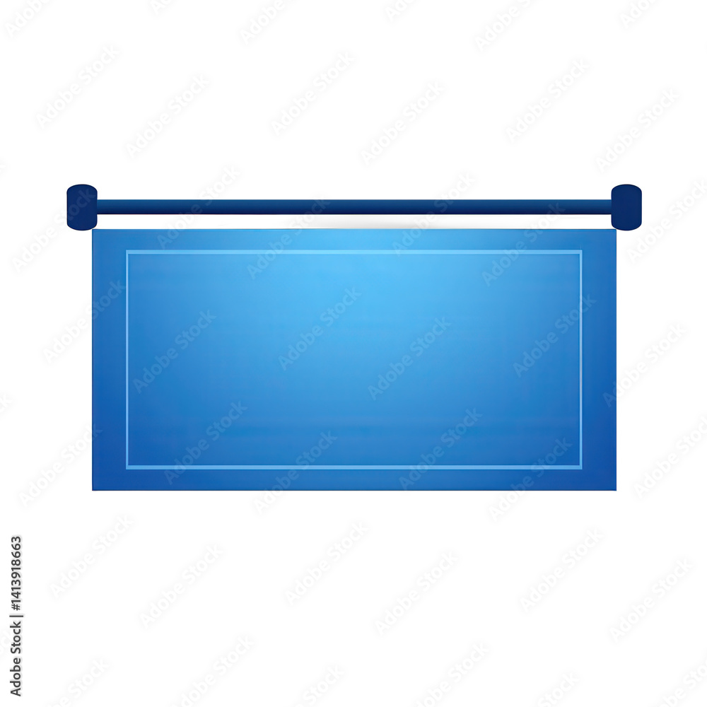 Obraz premium A vibrant blue rectangular banner with a smooth surface, suitable for promotional use, set against a plain backdrop, ideal for digital marketing or advertising purposes