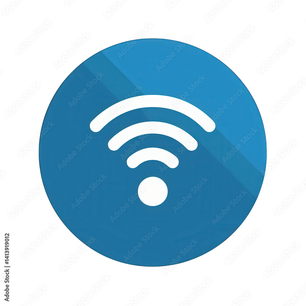 A vibrant blue wireless signal icon featuring curved lines emanating from a central point, symbolizing connectivity and technology, suitable for digital communications and tech-related designs A vibrant blue wireless signal icon featuring curved lines emanating from a central point, symbolizing connectivity and technology, suitable for digital communications and tech-related designs