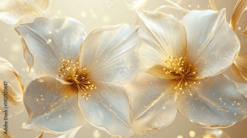 Golden Hour Bloom: Exquisite Digital Art of Luxurious Flowers