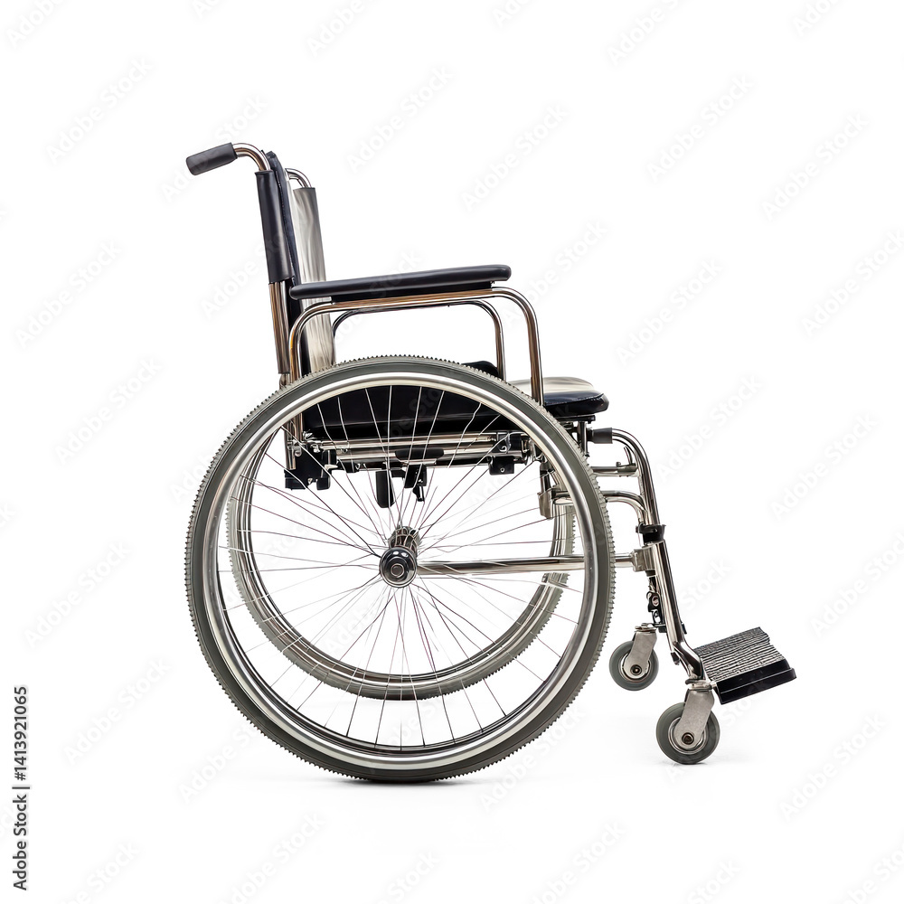 Fototapeta premium Wheel chair side view isolate on transparent background
