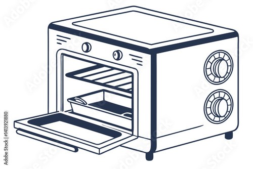 Oven Vector Line Drawing for Graphic Design