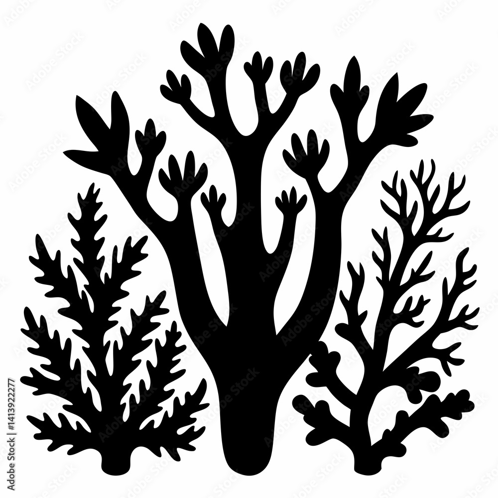 Obraz premium a various coral silhouette black color