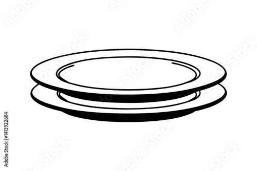 Minimalistic Plate Line Drawing Vector Illustration
