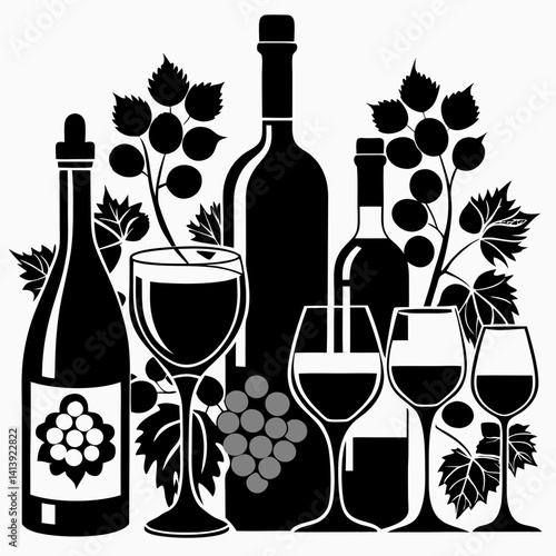  a wine silhouettes silhouettes black color  silhouettes