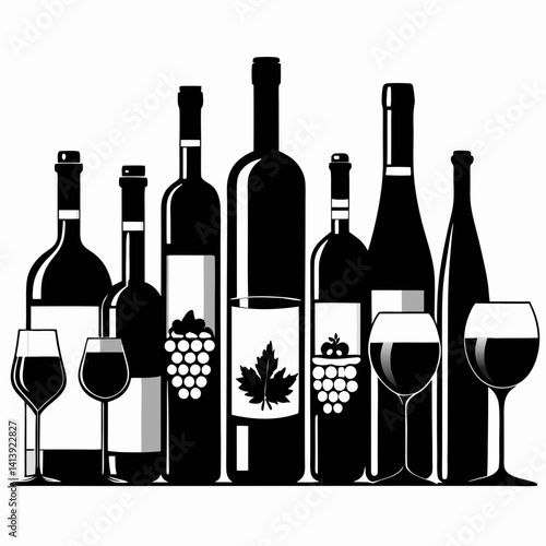  a wine silhouettes silhouettes black color  silhouettes