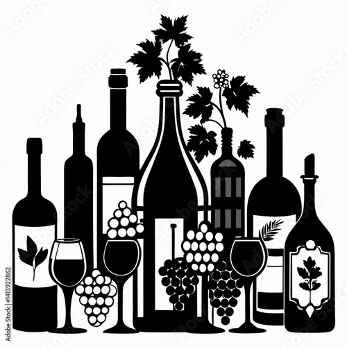  a wine silhouettes silhouettes black color  silhouettes