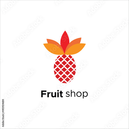 Fruit Shop Pineapple Logo Design Flat Modern