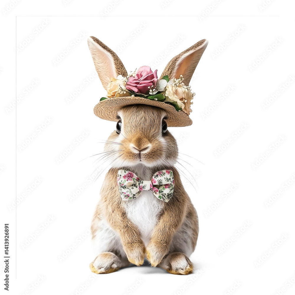 Fototapeta premium Fashion Easter bunny isolate on transparent background