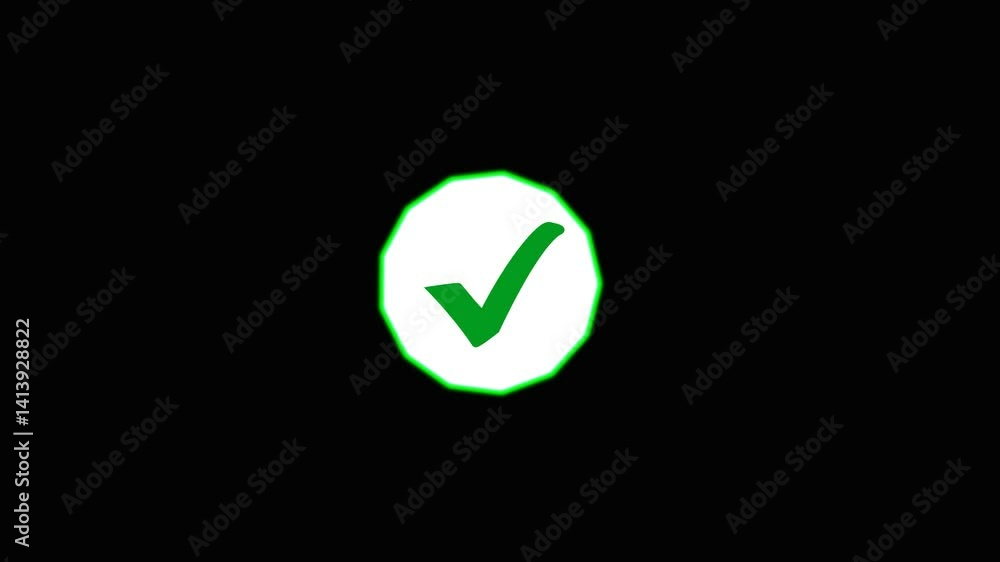 Green Check mark or tick mark animation . Check mark sign black background, check mark symbol. tick mark, approved, success sign animation. Green Check mark or tick mark animation . Check mark sign black background, check mark symbol. tick mark, approved, success sign animation.