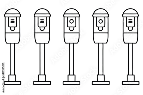 Parking Meter Line Art Drawing Urban Street Design