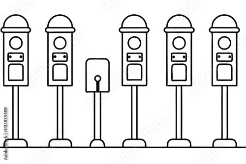 Parking meter line art for signage concept