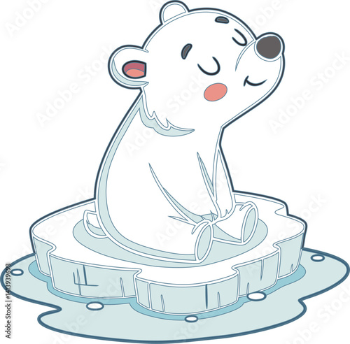 White polar bear swming day vector arts and illustration with white background.