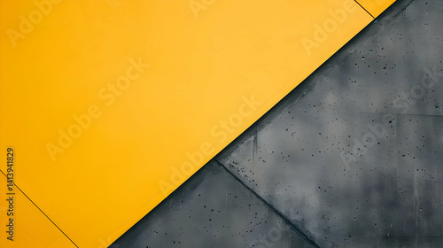 A vivid yellow and grey abstract geometric design surface