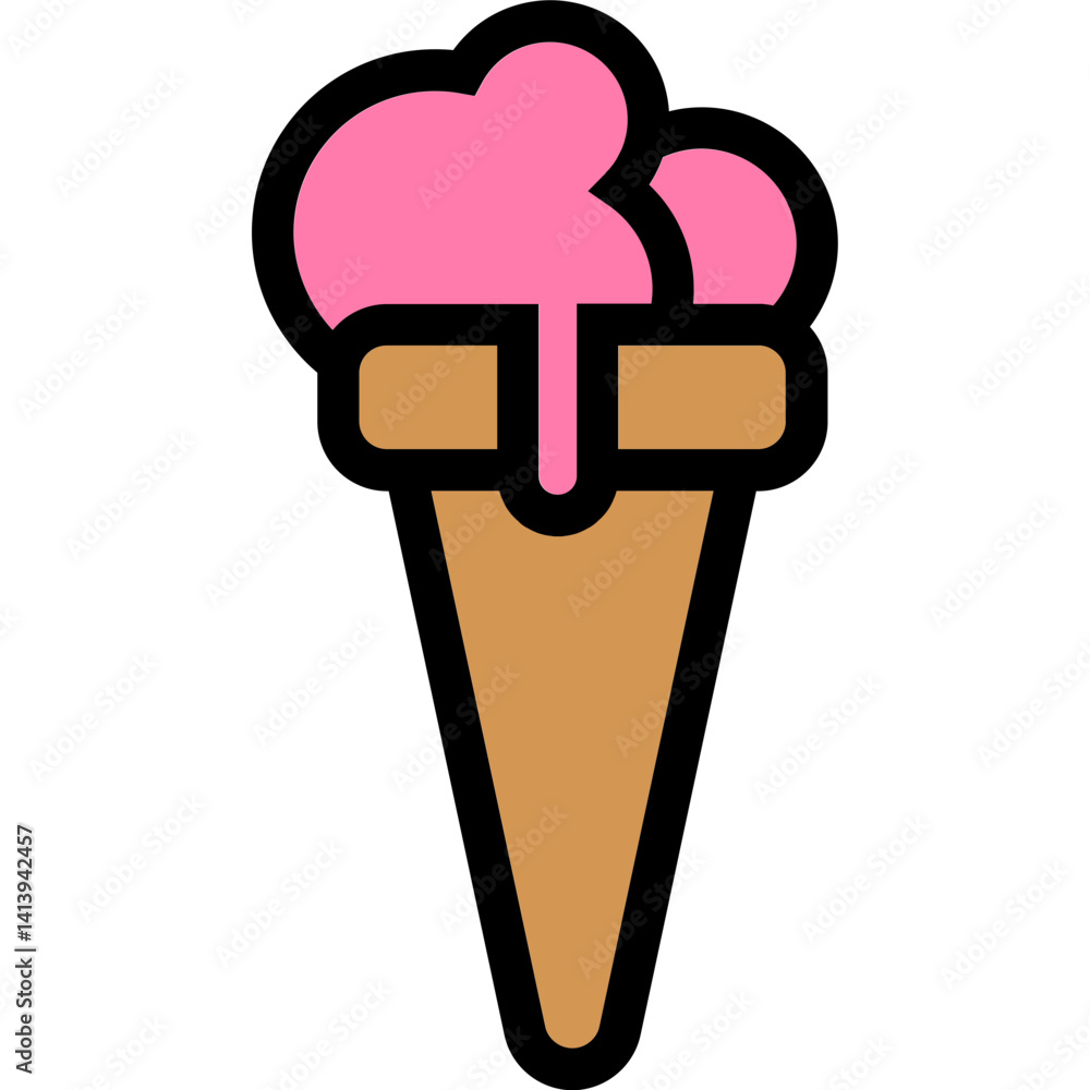 Ice Cream Horn Flat Icon Ice Cream Horn Flat Icon