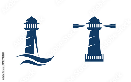 Light house ocean vector icon illustration template design v.8