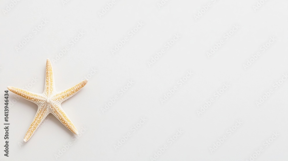 A solitary starfish rests gently on a soft, light surface, showcasing its natural textures and colors. A solitary starfish rests gently on a soft, light surface, showcasing its natural textures and colors.