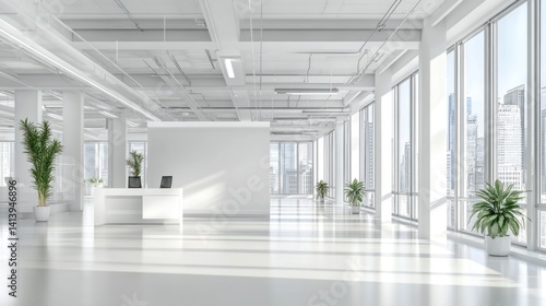 Modern Minimalist Office Space with City View