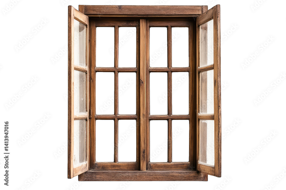 a rustic wooden window with multiple panes opened to reveal an empty space behind symbolizing openness and potential a rustic wooden window with multiple panes opened to reveal an empty space behind symbolizing openness and potential