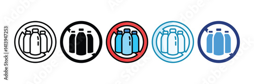 Plastic Bottle Ban Icon Set Multiple Style Collection