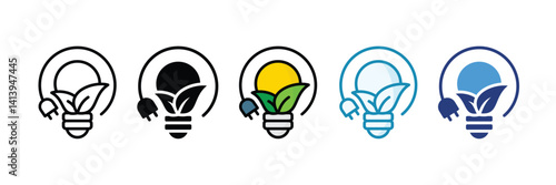 Green Energy Icon Set Multiple Style Collection