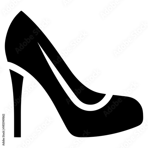 silhouette high heeled shoe icon with a sleek