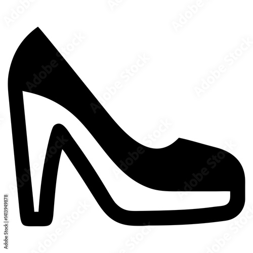 silhouette high heeled shoe icon with a sleek
