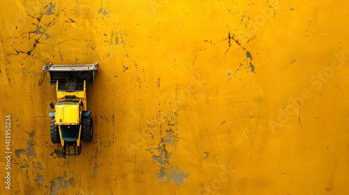 A Yellow Construction Vehicle Stands on a Bright Yellow Background