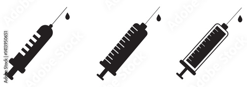 Injection vaccine related vector icons. syringe icon. medical syringe. injection icon for web,  Vector flat outline logo mark of medical injection used by doctor or clinic surgeon.