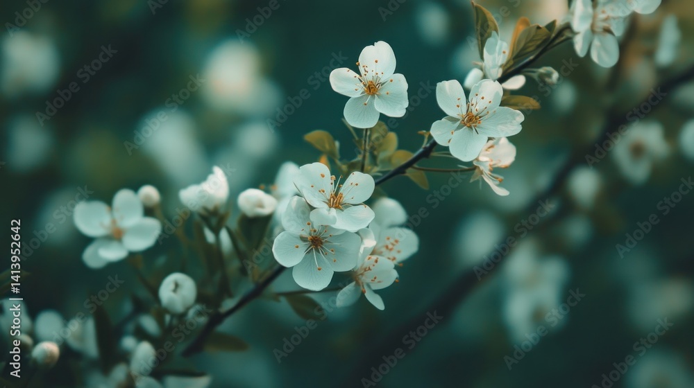 Serene Spring Blossoms: A Close-Up of Delicate White Flowers Serene Spring Blossoms: A Close-Up of Delicate White Flowers