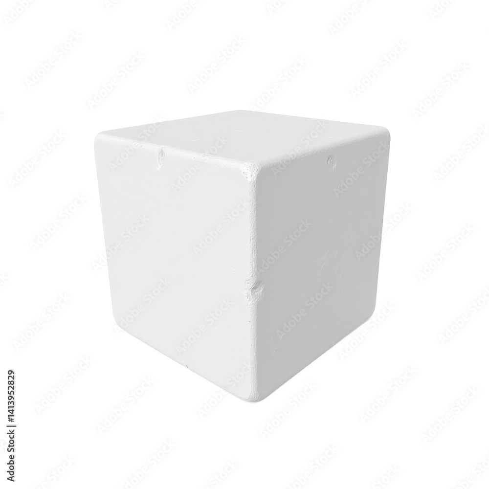 Fototapeta premium A clean, white cube with a smooth texture and subtle shadows, perfect for minimalist designs.