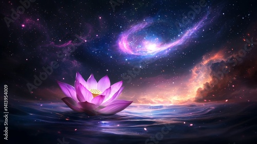 Cosmic Lotus Blooming in a Starry Universe