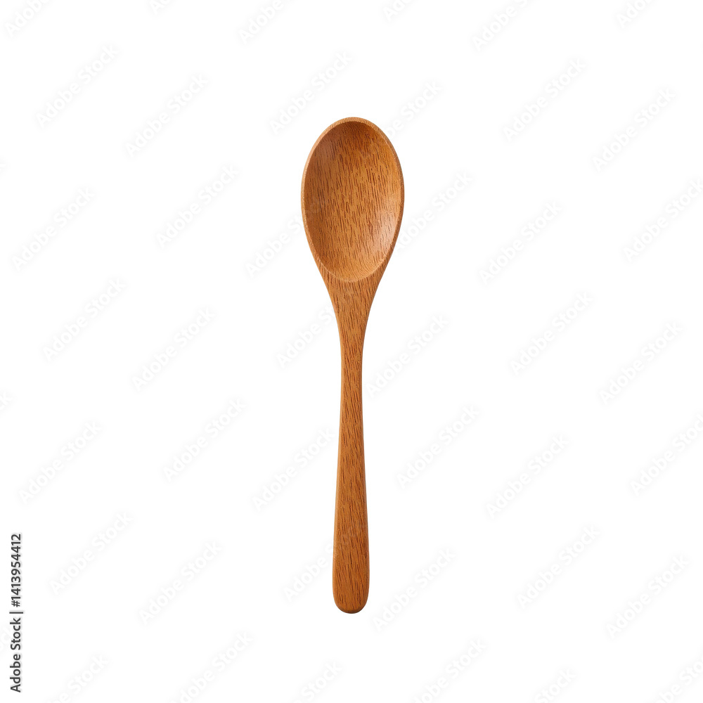 A simple wooden spoon with a smooth finish and natural grain pattern. A simple wooden spoon with a smooth finish and natural grain pattern.