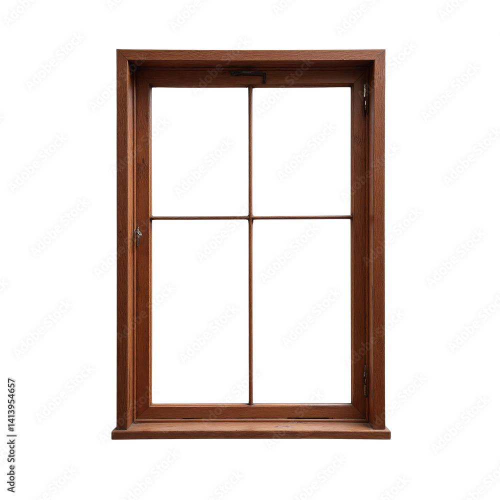 A classic wooden window with a four-pane design, perfect for adding a touch of vintage charm to any space. A classic wooden window with a four-pane design, perfect for adding a touch of vintage charm to any space.