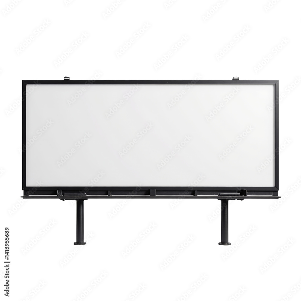 Naklejka premium A large blank billboard with a transparent background and black frame, suitable for advertising.