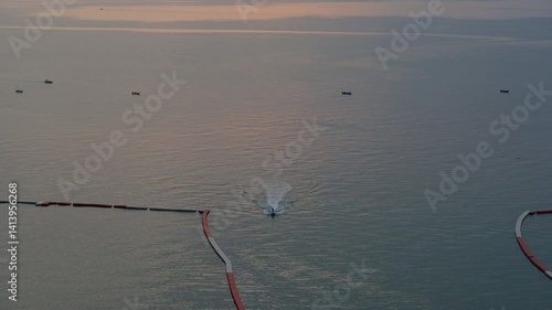 ocean and sea view with blue sky in the evening, natural background in summertime