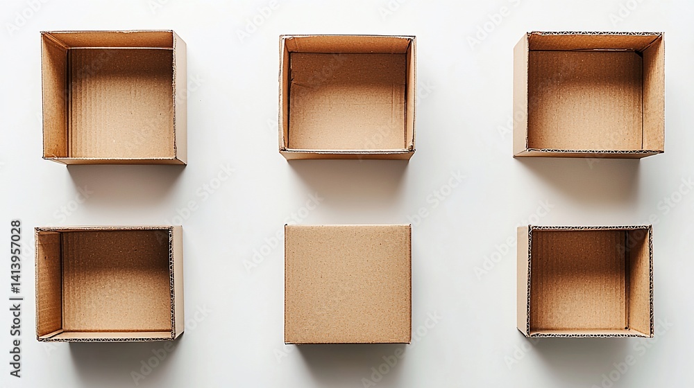 Fototapeta premium Empty Cardboard Boxes Arranged (1)