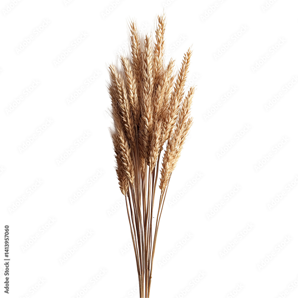 Fototapeta premium Golden Wheat Bundle on Black Background Harvest Autumnal Colors Nature