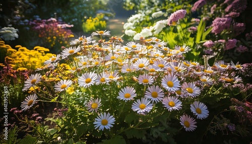 初夏の花畑　エリゲロン