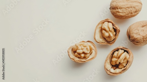 Wallpaper Mural A handful of Walnuts Shelled and Unshelled on a White Background Torontodigital.ca