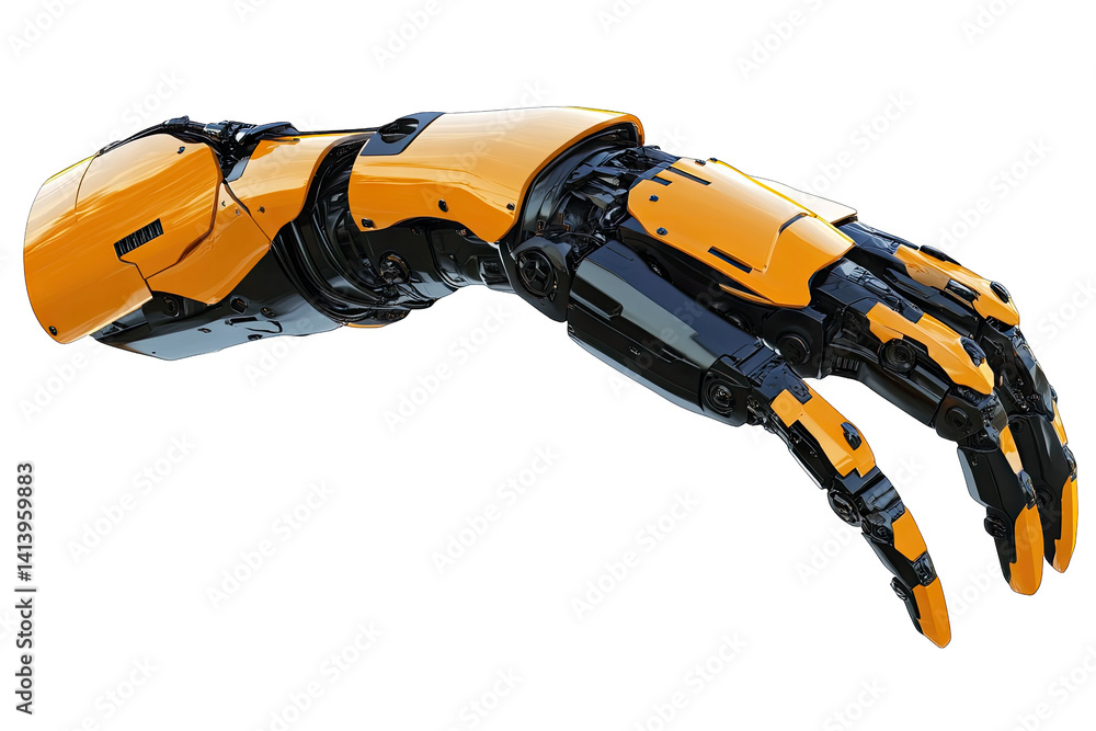 a futuristic robotic arm with a sleek design featuring a combination of black and orange elements symbolizing advanced technology and innovation in robotics a futuristic robotic arm with a sleek design featuring a combination of black and orange elements symbolizing advanced technology and innovation in robotics