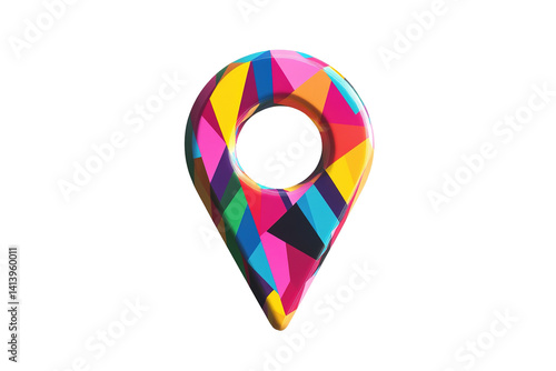 A colorful location pin icon, with geometric shapes creating a modern, vibrant, 3D marker isolated on transparent background Free Download A colorful location pin icon, with geometric shapes creating a modern, vibrant, 3D marker isolated on transparent background - GFXLoad