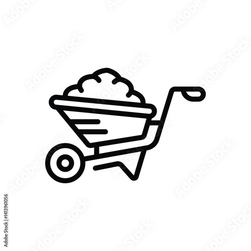 Black line icon for garden cart