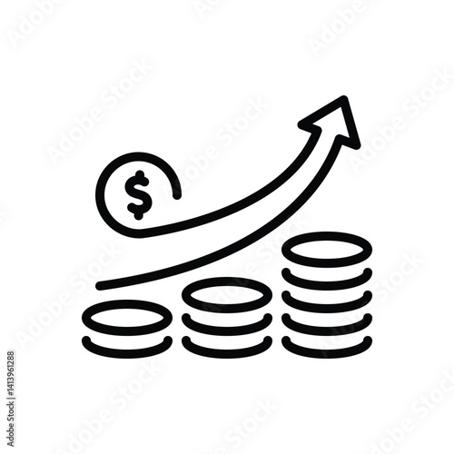 Black line icon for growth