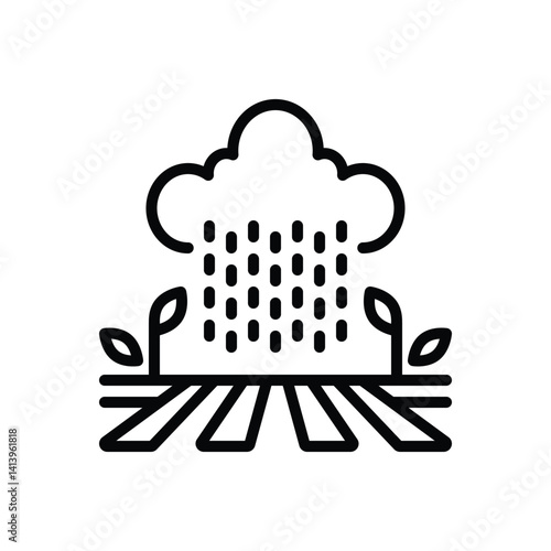 Black line icon for rain