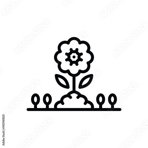 Black line icon for planting